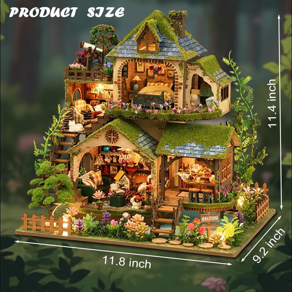 木製ミニチュアハウス⭐︎ドールハウス⭐︎背景ボード⭐︎ハンドメイド小物類一式セット Amazon | DIYミニチュアドールハウスキット、家具付きミニハウスキット