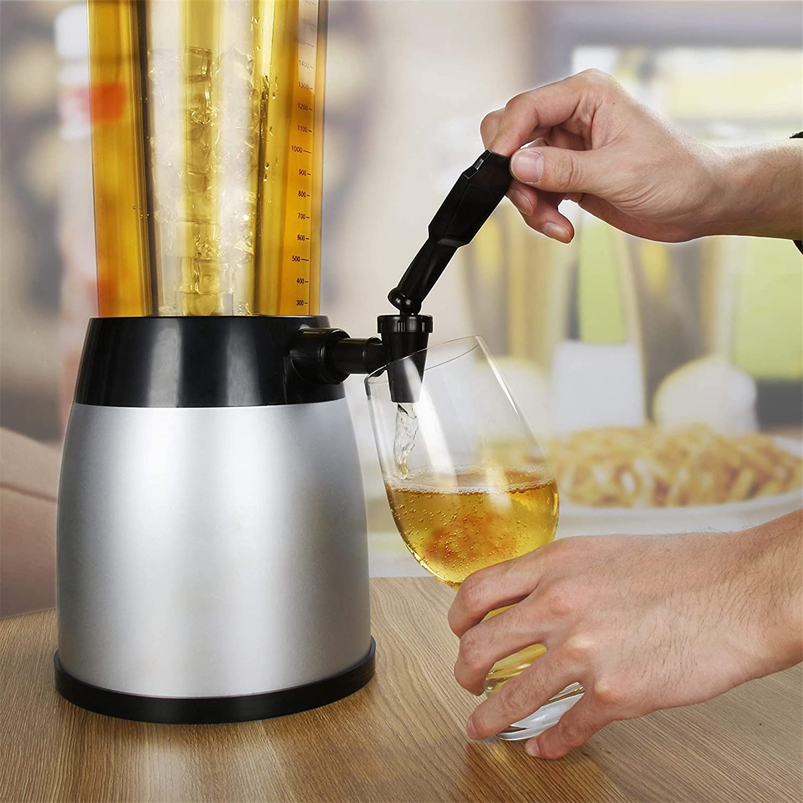 SXA Dispensador De Torre De Cerveza 2.5L, Dispensador De Bebidas De Vino De Zumo De Bebidas Claras, con Tubo De Hielo Extraíble, Fácil De Limpiar, Barra De La Fiesta A Casa