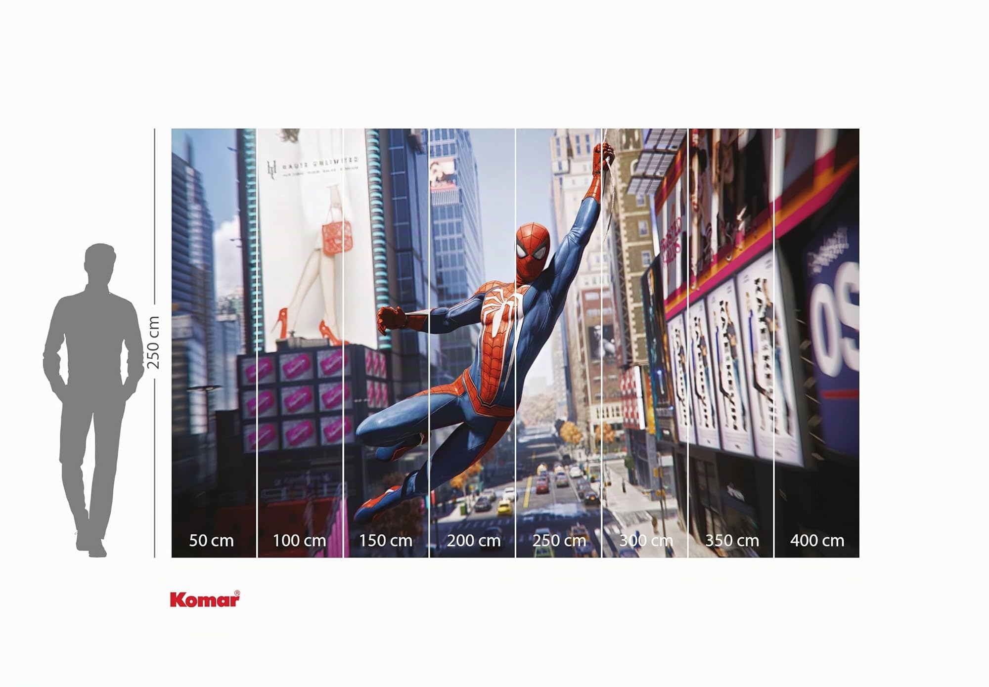 Komar Vlies Fototapete - Marvel Spider-Man City Swing - Größe 400 x 250 cm - Tapete, Kinderzimmer, Kindertapete