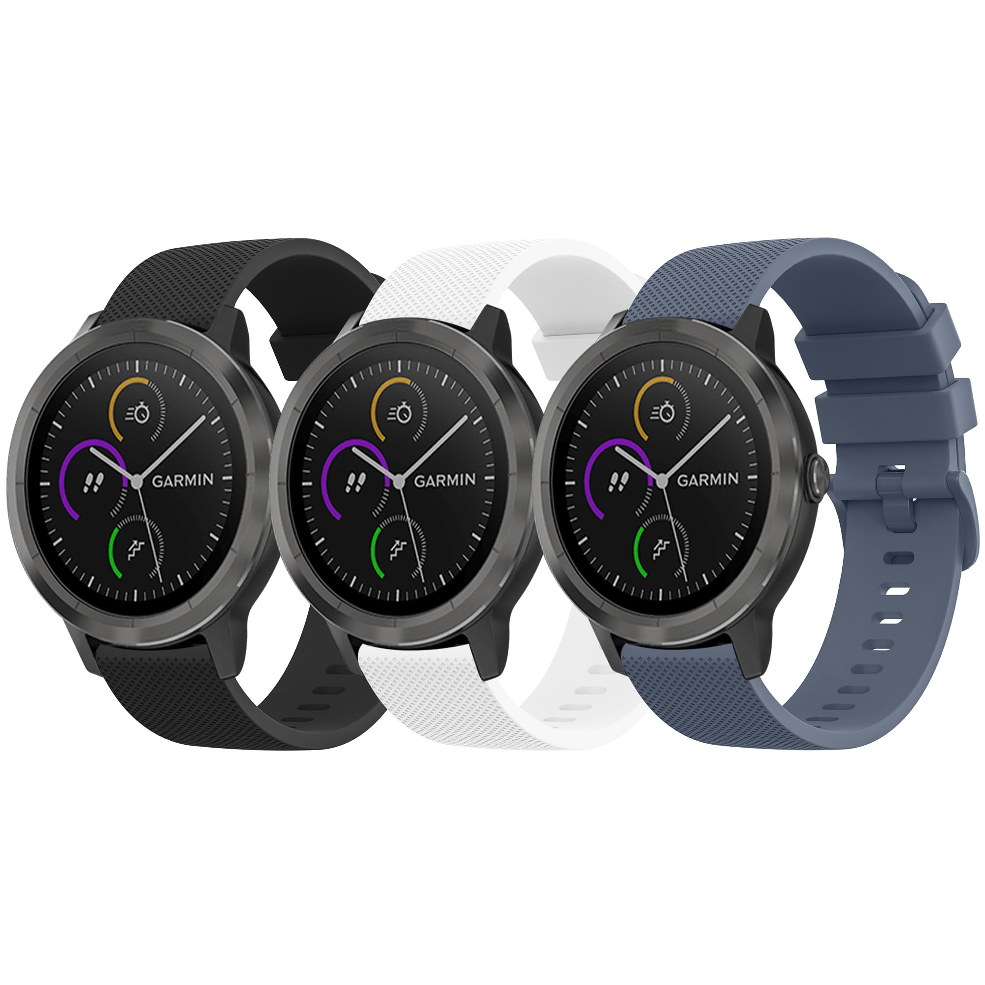 Meliya 3 Pack Bands for Garmin Venu 2 Plus / Venu Sq / Venu / Vivoactive 3 Watch Band Women Men, Soft Silicone Sport Replacement Strap for Garmin Vivomove Sport, Vivoactive 3 Music, Forerunner 645 / 245 Music Smart Watch