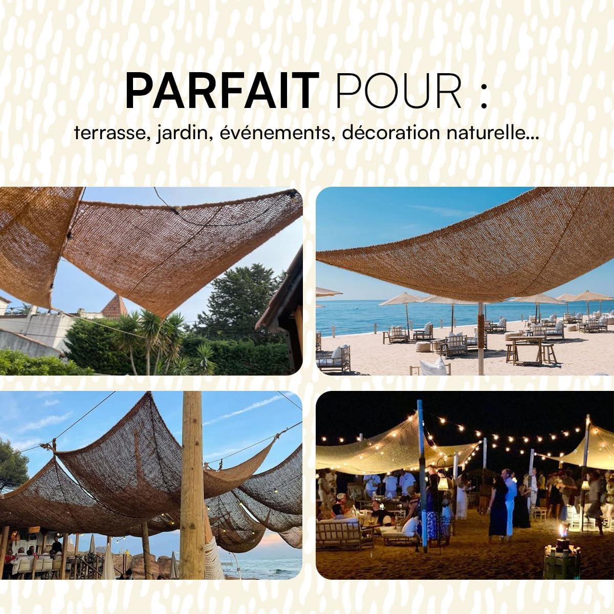 Voile d’ombrage Triangulaire en Fibre Coco 2x2x2m | Format triangle 2x2x2m, Fibre coco, Protection solaire, Style décoratif, Terrasse jardin pergola
