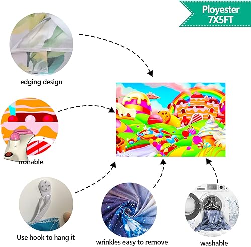 Miniatura 7 de Beautiful Times 1998 Ccandy House - Telón de fondo de dibujos animados de 7 x 5 pies, fondo de dibujos animados de tierra de caramelo, helado,