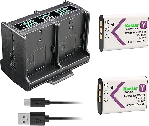 Miniatura 8 de Kastar Paquete de 4 baterías y cargador cuádruple compatible con batería Sony NP-BY1, Sony HDR-AZ1VR impermeable Action Cam Mini, Action Cam Mini