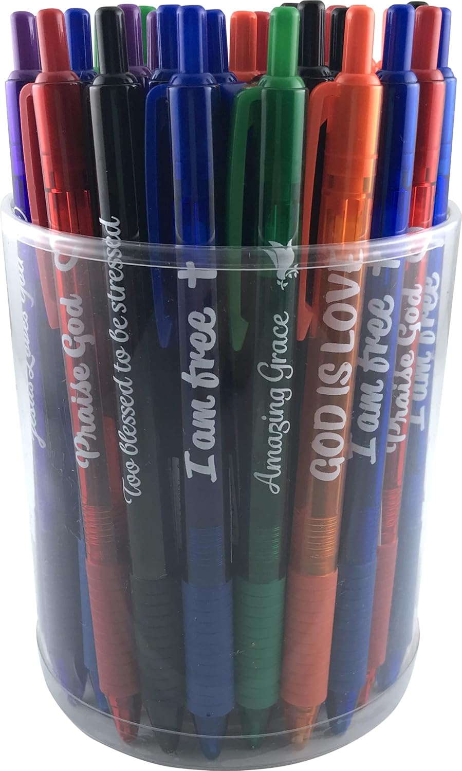 Greeting Pen Christian Inspiration Translucent Pens- Canister of 36 Pens 9024
