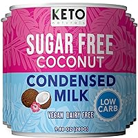 Vista 1 de Leche condensada sin azúcar Keto (6 paquetes) Leche condensada de coco vegana - Leche de base vegetal, vegana y apta para dietas cetogénicas. Leche