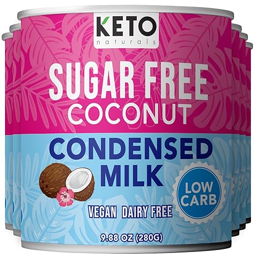 Leche condensada keto sin azúcar (6 paquetes) Leche condensada de coco vegana - Leche a base de plantas, vegana y apta para dietas cetogénicas.