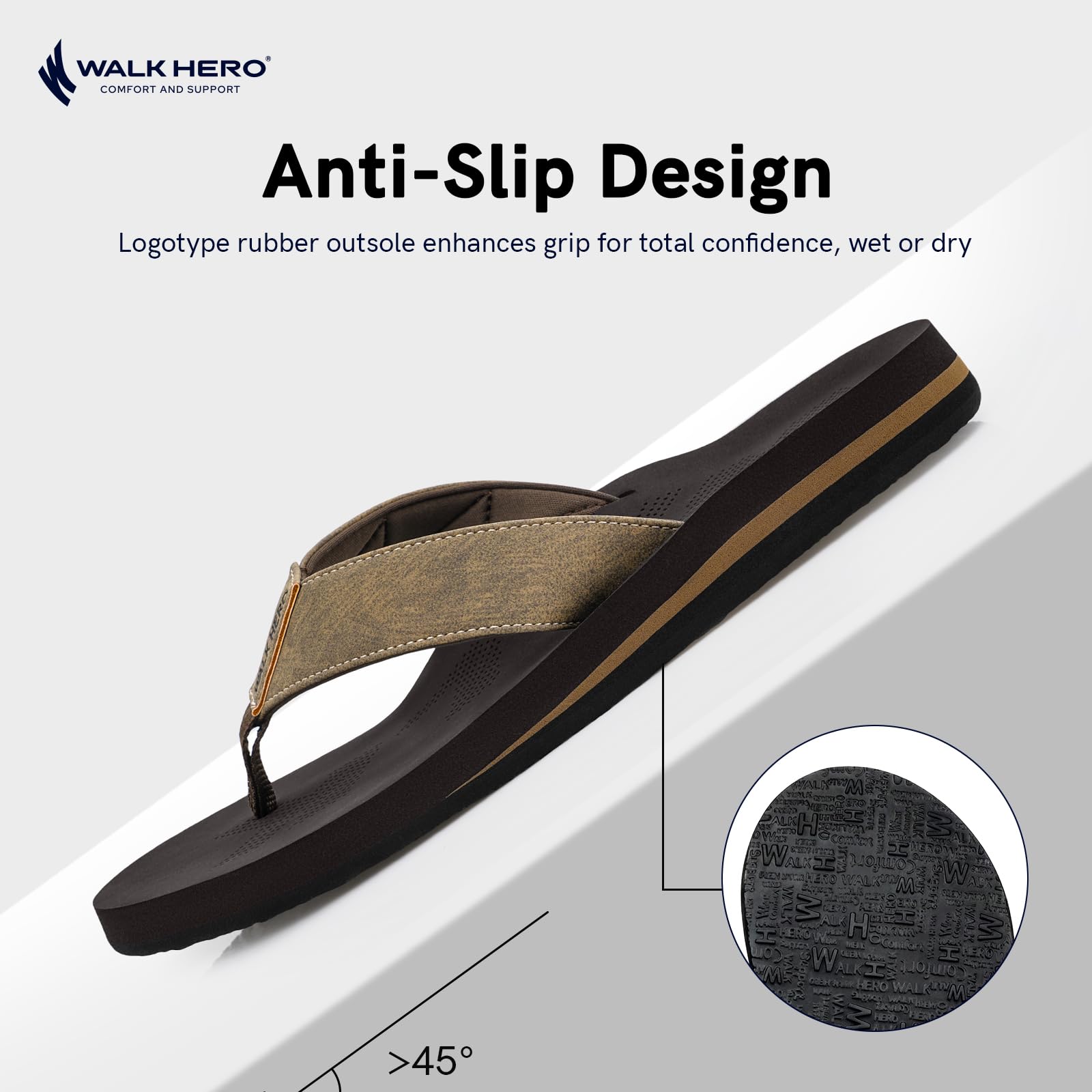 Men Sandals Flip Flop with Orthotic Arch Support Athletic Slide Sandals for Men with Soft Cushion Footbed