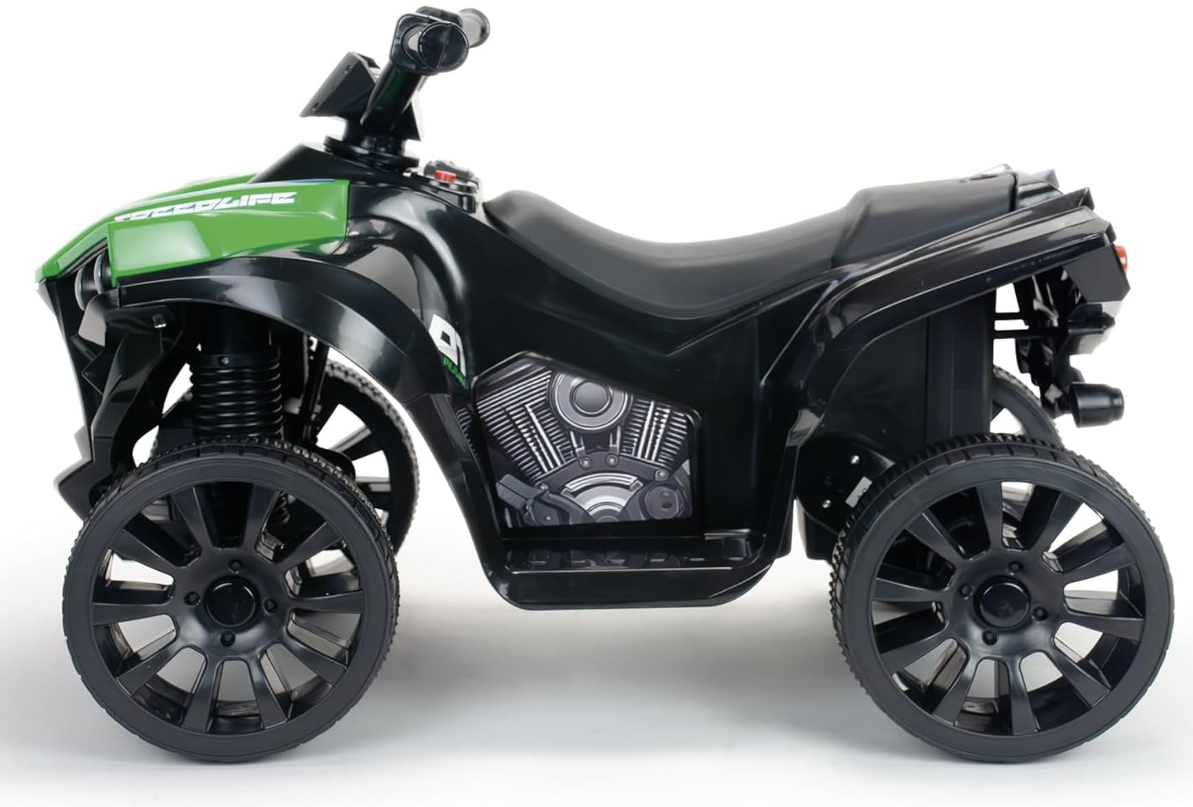 Quad Elektryczny Dla Dzieci 6V Zielony – Wyścigowy Quad Na Akumulator od 18 Miesięcy – Z Biegiem Wstecznym, Światłami LED, Dźwiękami i Hamulcem Elektrycznym – Bezpieczny Pojazd Dla Dzieci – INJUSA
