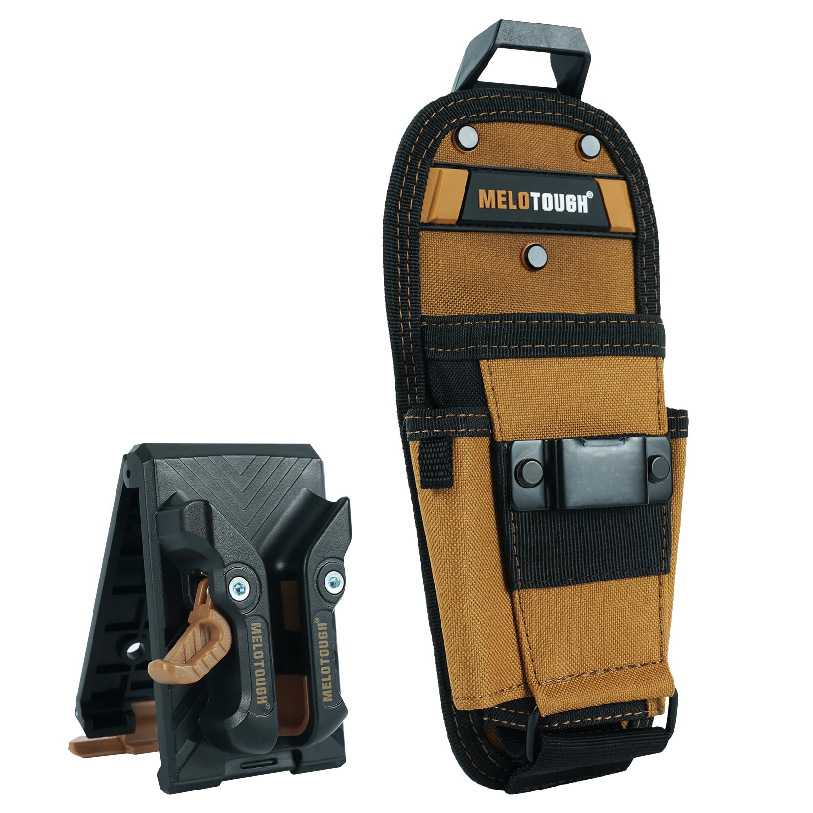MELOTOUGH Piccola custodia per attrezzi con clip da cintura a sgancio rapido, custodia per attrezzi con clip per tapemeasure per elettricisti, mini organizer da lavoro e porta utensili per coltelli