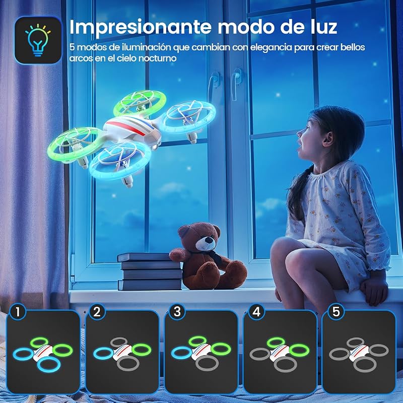 DEERC D23 Mini Drón - Távirányítós Quadcopter 5 LED Móddal, Visszatérés Funkcióval, Magasságtartással, 360° Flip, Védett Propellerekkel és 2