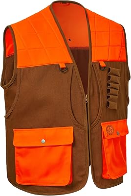 BASSDASH Upland Game Field Water-Resistant Bird Hunting Vest with Multi Pockets Brown/Orange Men Women FV11