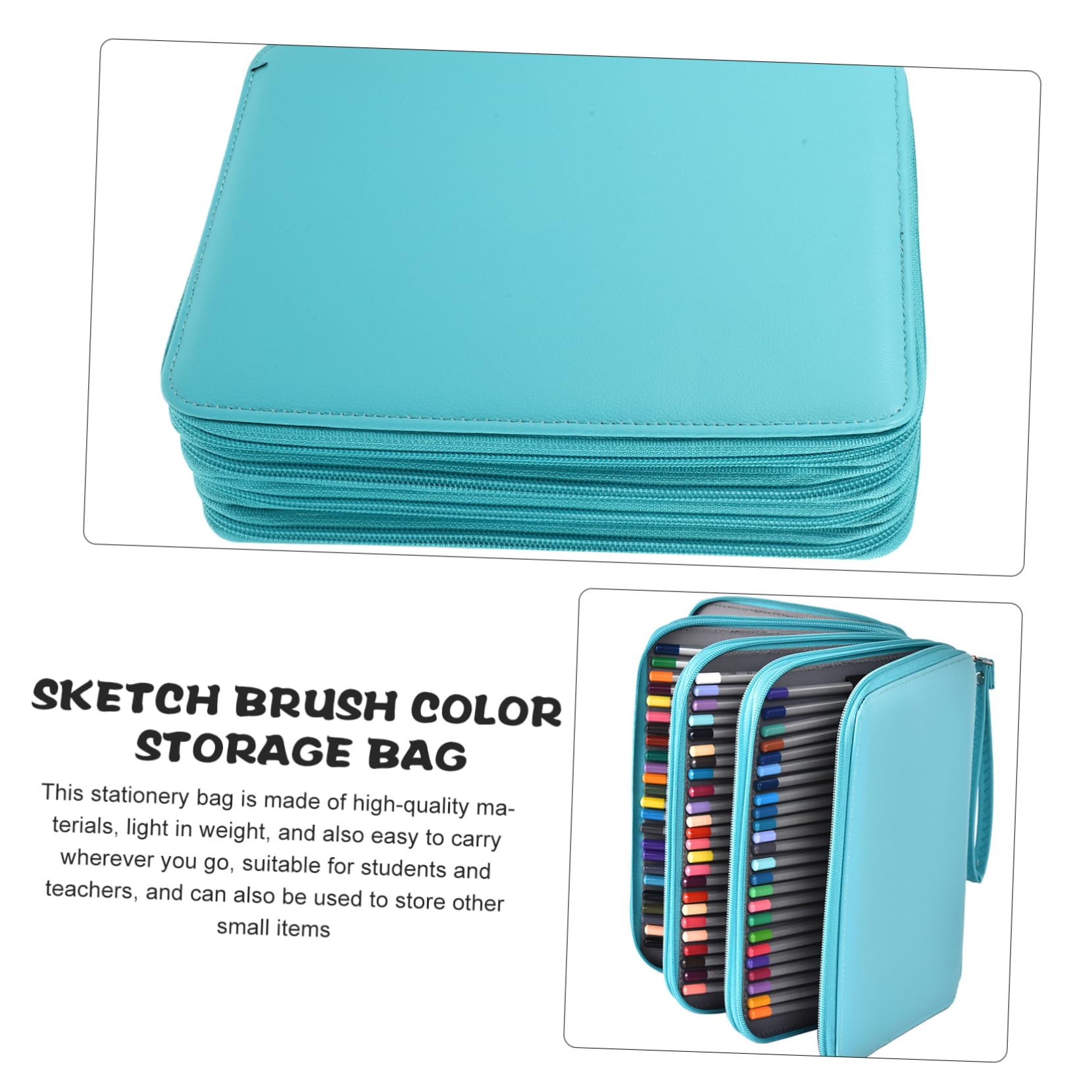 DOITOOL Astuccio Porta Penne da Disegno Blu Pu 184 Fori Grande | Pittori Adulti, Organizzazione Matite e Acquerelli, Design Multitasche per Cancelleria