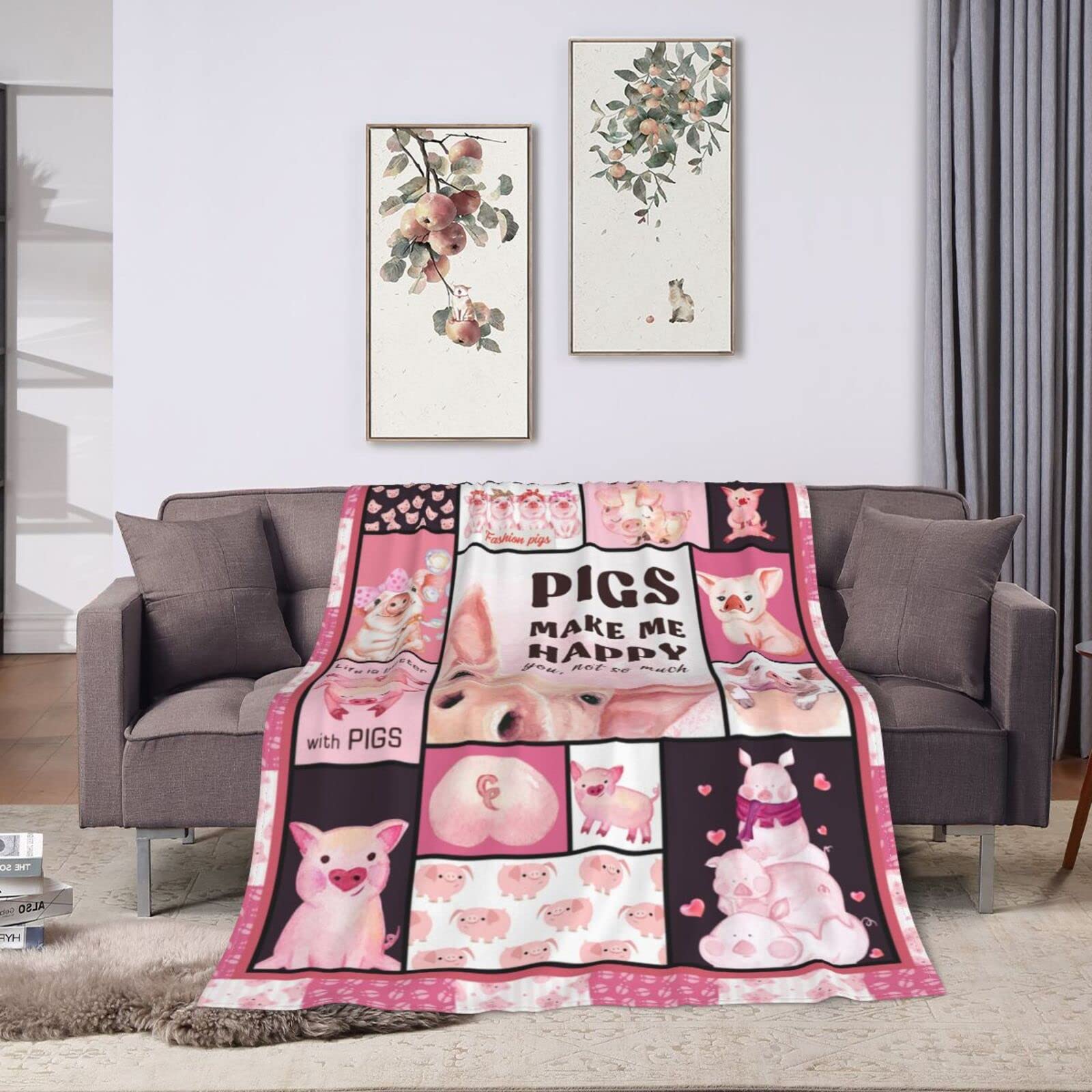 Couverture Polaire Flanelle Enfants Cochon Cartoon – Super Douce 100x130 Cm, Canapé, Lit, Cadeau Garçon Fille