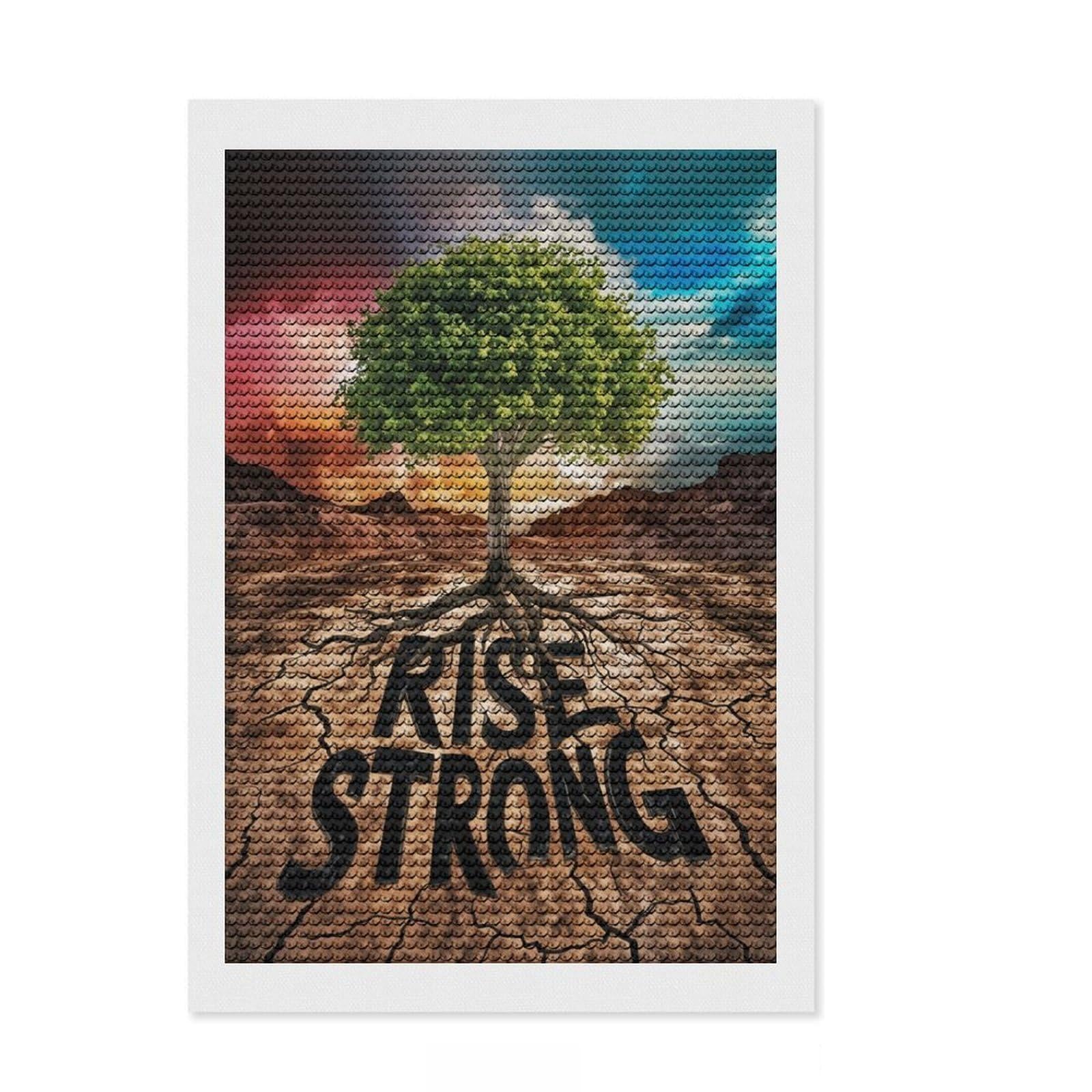 Junmoney Rise Strong Diamond Art Kit 8"x12", for Creative Relaxation, Easy to Enjoy, Living Room Decor, Gift Idea, Simple to Start