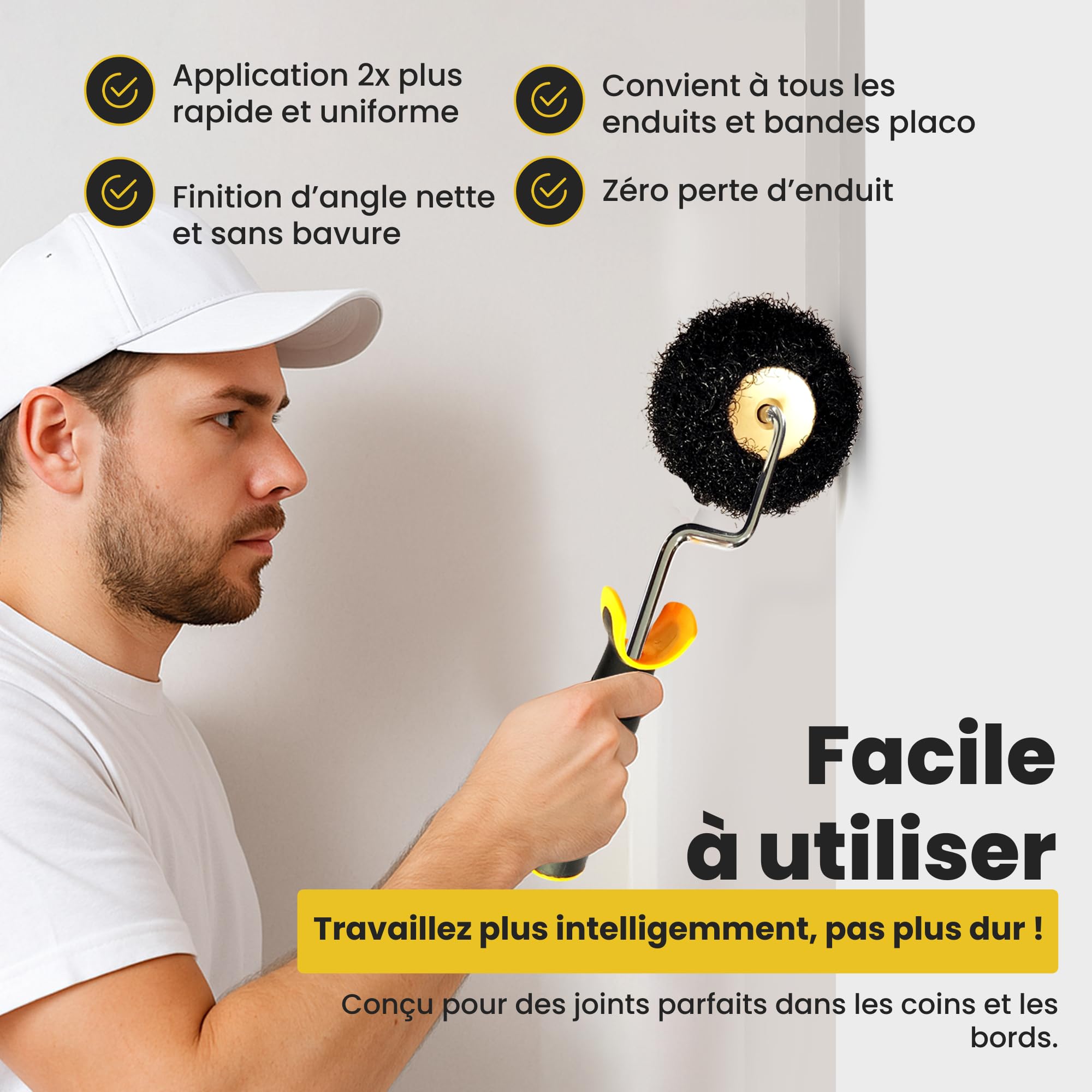 Rouleau d’Angle à Enduit | Application Rapide et Uniforme | Pour Bandes Joints et Angles Placo | Outil Plaquiste pour Murs et Plafonds