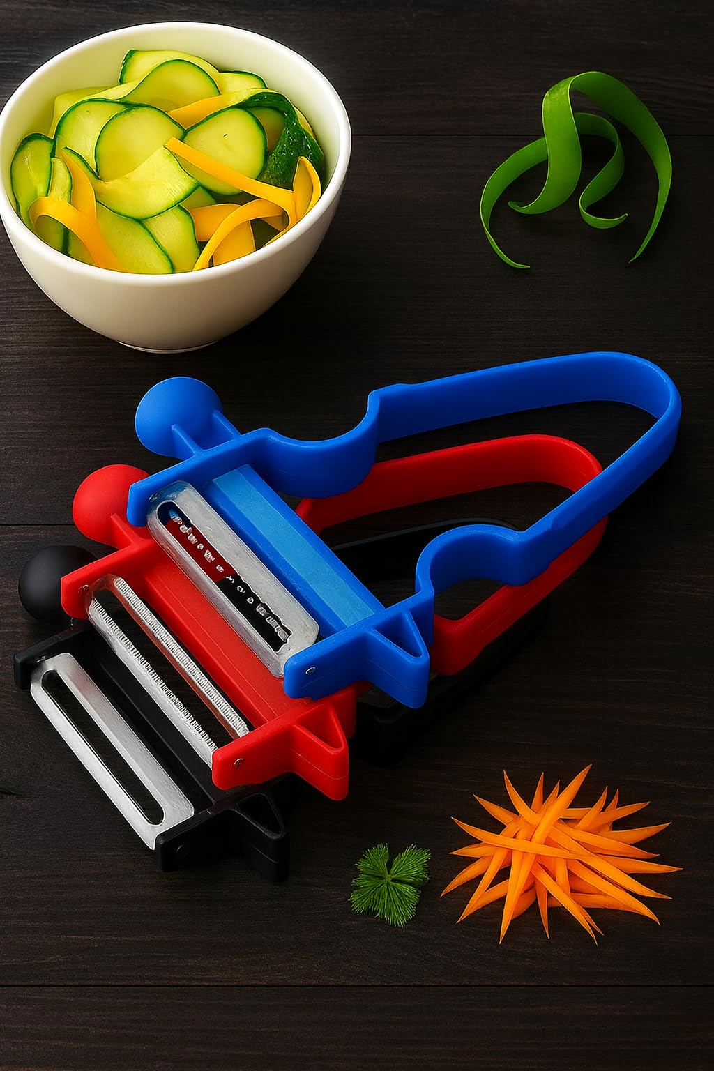 Top Chef Magic Trio Peeler Set – 3-in-1 Vegetable & Fruit Peeler with Julienne, Serrated & Straight Blades | Peel, Slice & Julienne in Seconds