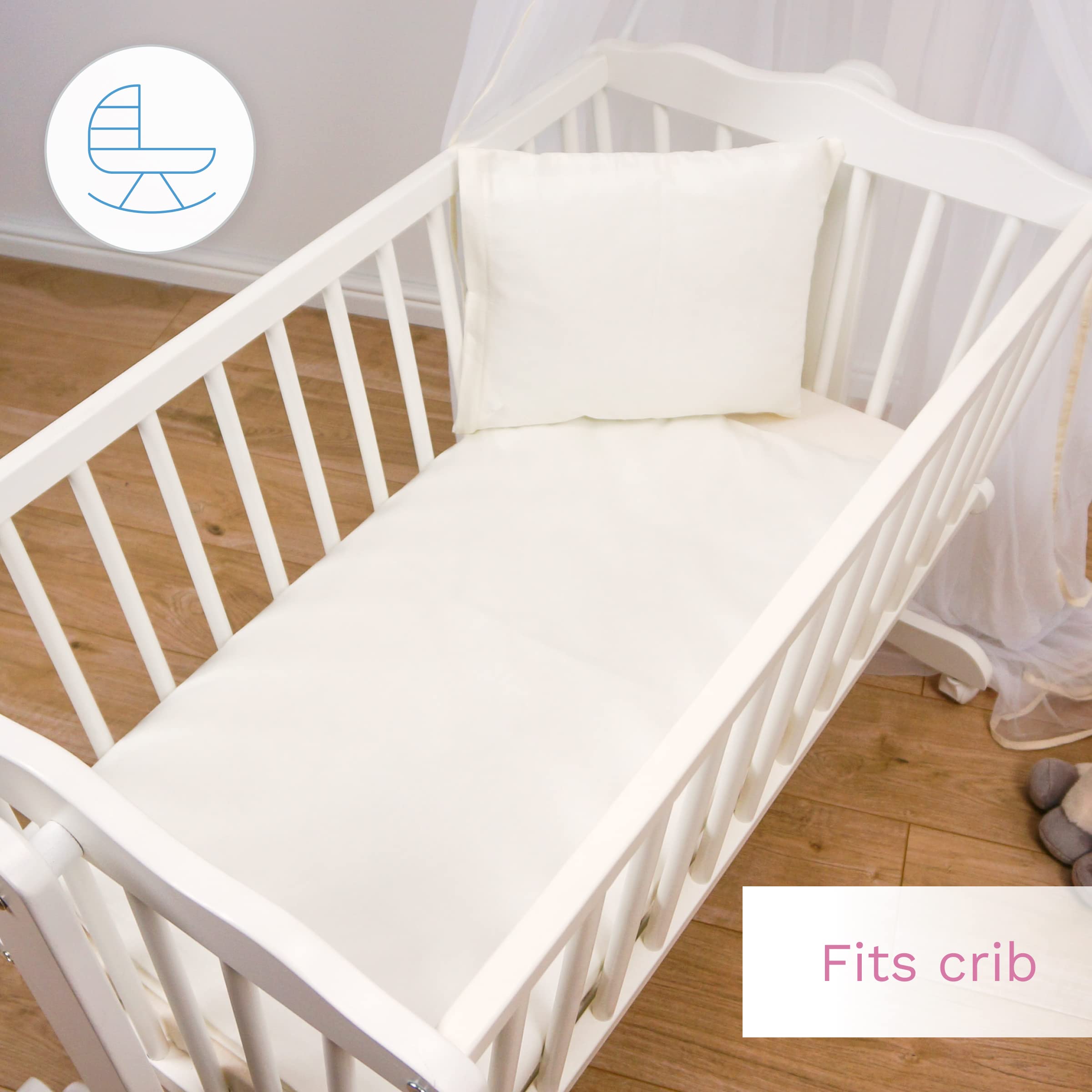 Baby Comfort 5 Piece Toddler Bedding Duvet Pillow with Covers & Jersey Sheet fits 90x40cm Crib 12M+ (Cream) — view 6