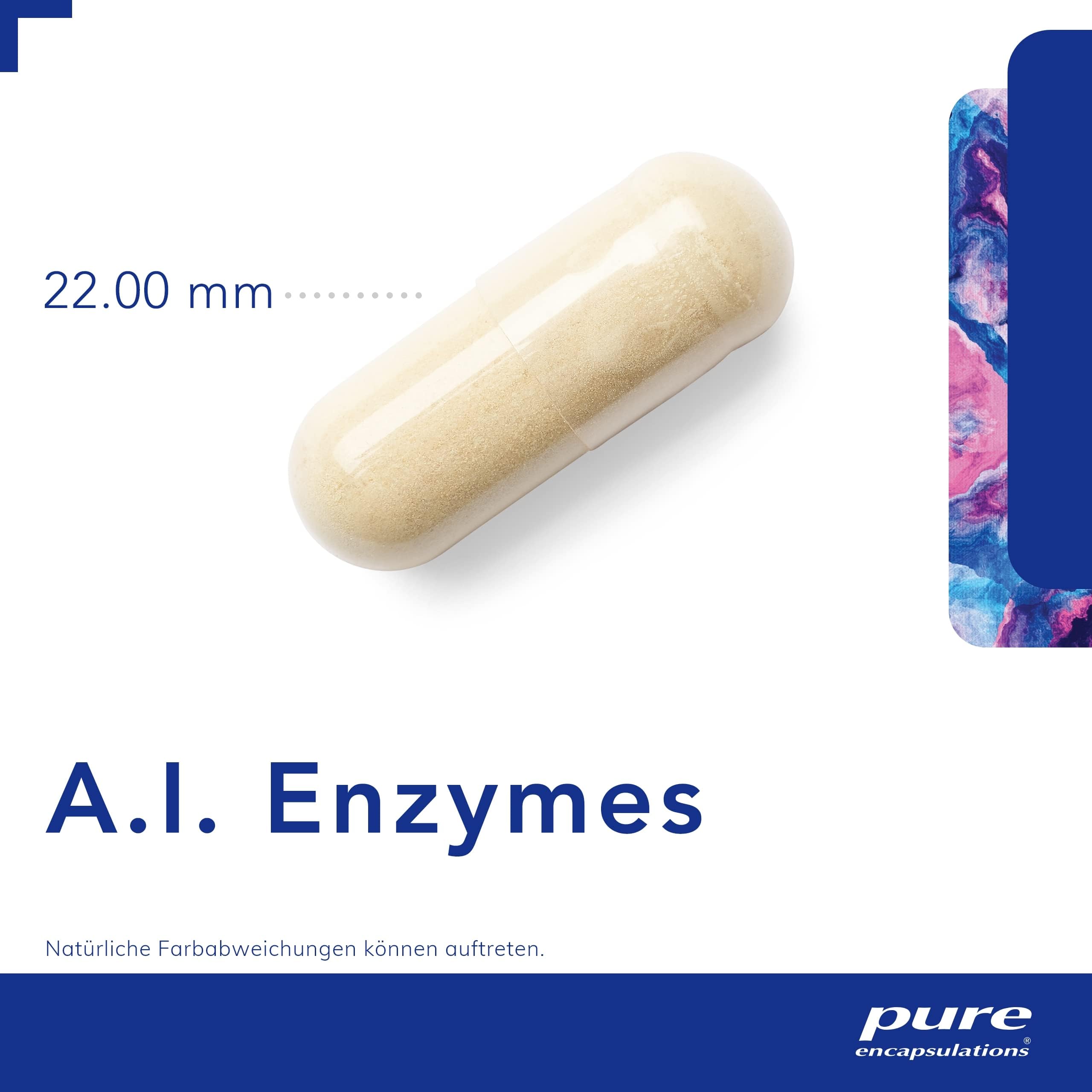 Pure Encapsulations - A.I. Enzymes - Pflanzliche Enzym-Kapseln mit Bromelain & Papain - 360 mg pro Tagesdosis - Vegan & Hypoallergen - 60 Kapseln