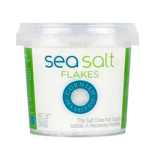 Copos de sal marina de Cornualles  Sal marina de acabado escamoso para cocinar y hornear  Cosechada a mano en Cornwall, Inglaterra  Tina resellable disponible en Yaxa Colombia