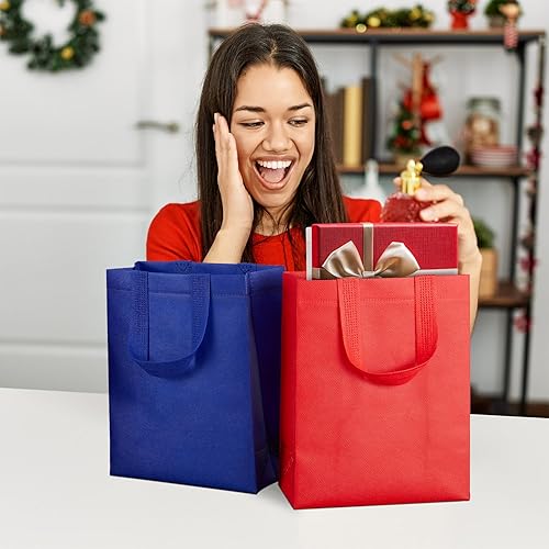 Miniatura 6 de SPERPAND 30 bolsas de regalo reutilizables con asas y pañuelos, bolsas de recuerdo de fiesta no tejidas pequeñas bolsas de regalo para cumpleaños de