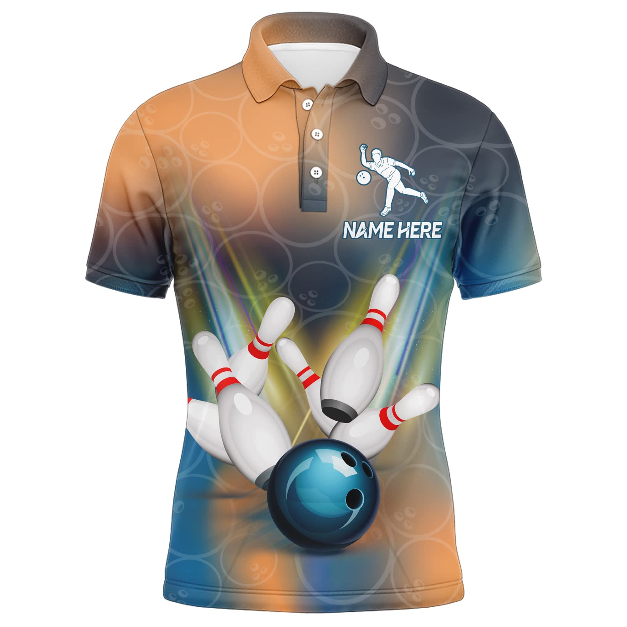 PIONAMZIOZ Custom Bowling Shirts for Men & Women Personalized Bowling Team Jersey 3D Bowling Polo & Quarter-Zip Shirt BDT37 (Men Polo)