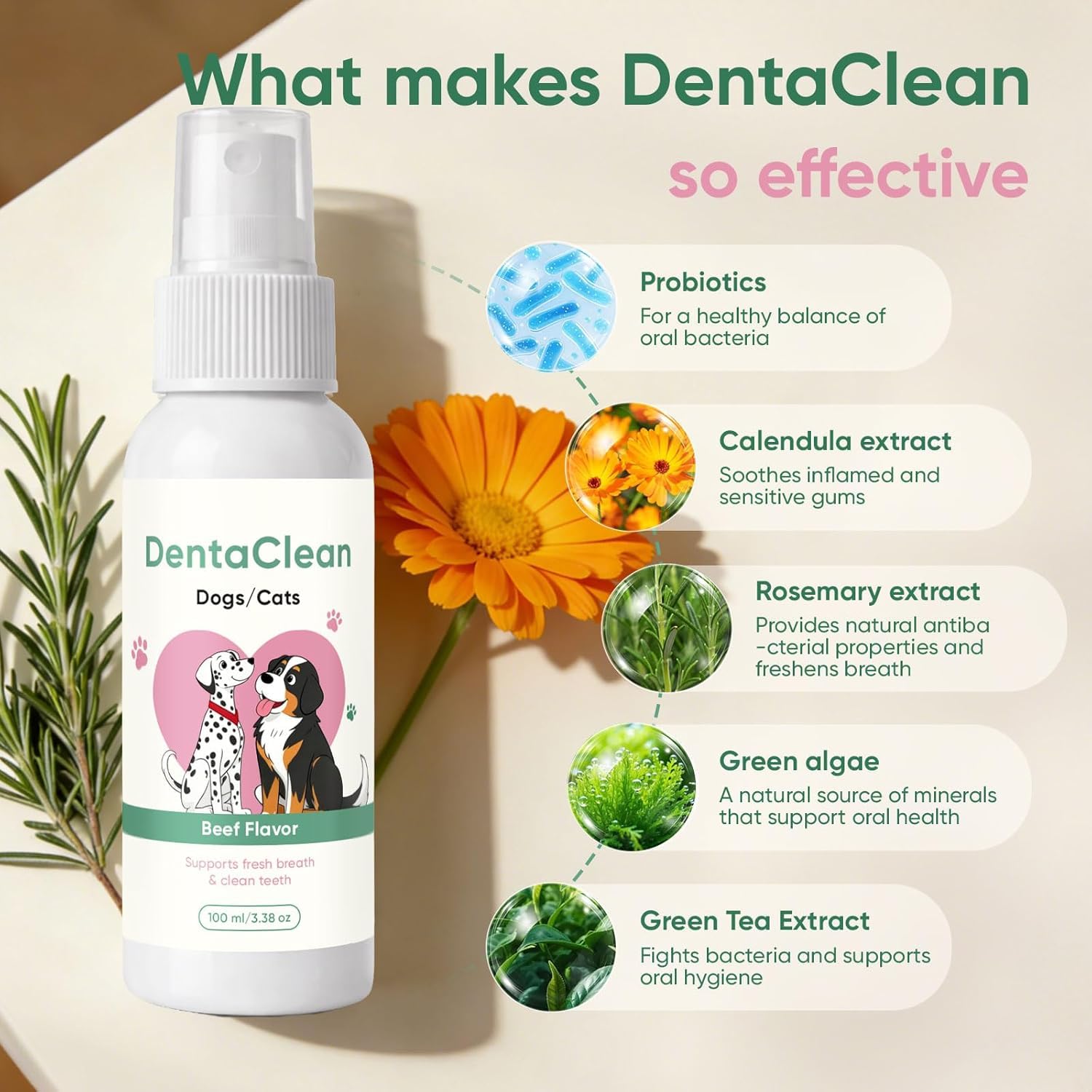 Zahnspray für Hunde und Katzen, Paw-Guardian Dentalspray, entfernt Zahnbelag und Zahnstein ohne Zähneputzen, erfrischt den Atem, unterstützt die Zahnfleischgesundheit,2PCS