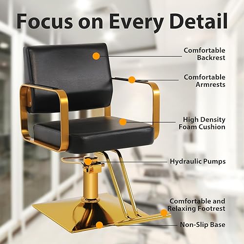 Miniatura 7 de WINEDYOUNG Sillas de estilista para salón, silla de salón con bomba hidráulica, silla de peluquería giratoria de 360 grados, equipo de belleza de