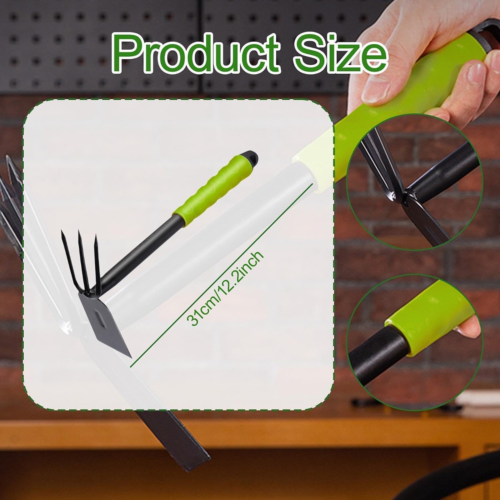 Bothyi Hoe and Cultivator Hand Tool Heavy Duty Sturdy Stainless Steel Rake Tiller for Loosening Soil Weeding Flower Bed Digging Yard