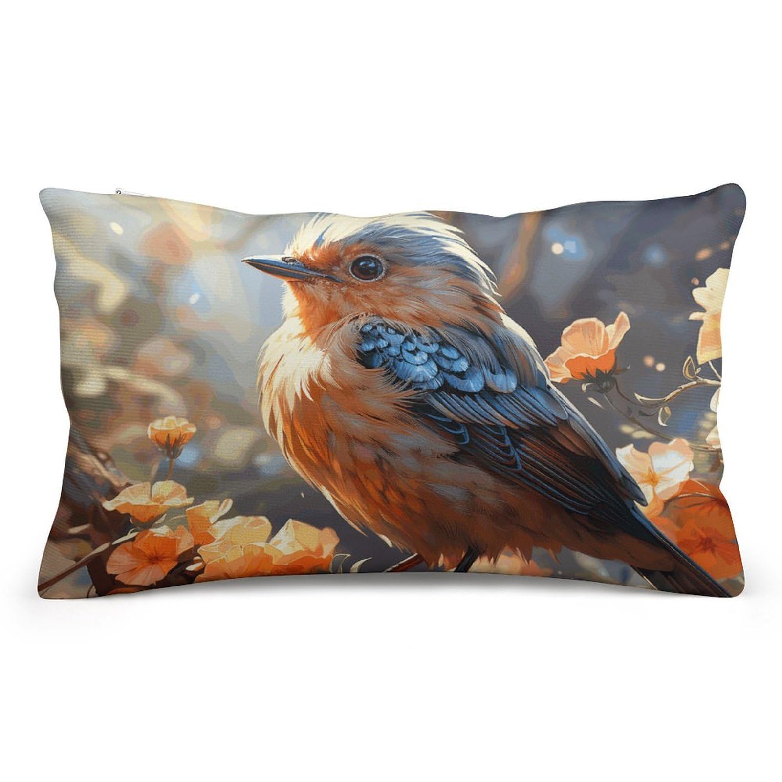 Velvet Pillowcases Standard Size 8"x12", Ultra Soft Breathable Pillow Cases for Bed, Luxury Cozy Fuzzy Pillow Shams, Lumbar Pillow Cover, Flowers and Birds Cushion Case Home Decor