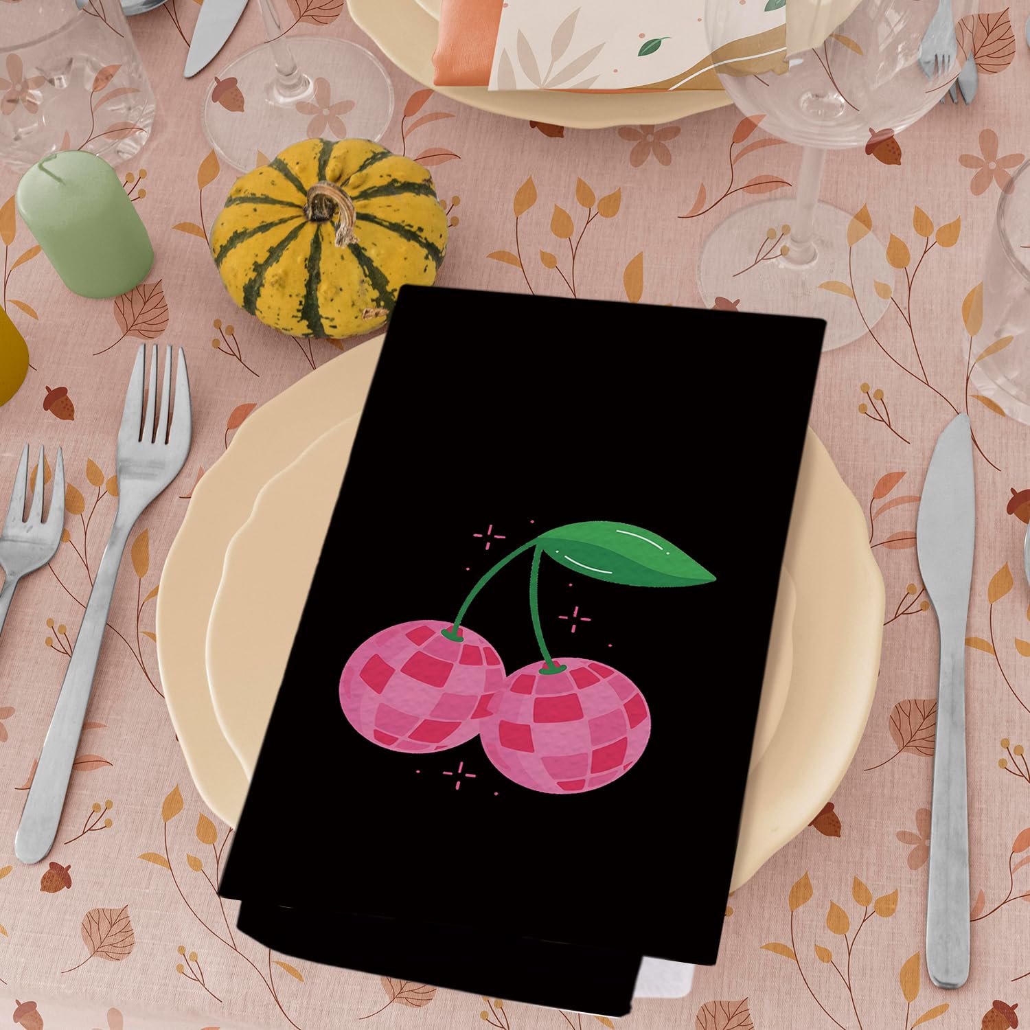 SPBL&L Cherry Print Towels - Set Of 2 Pink Kitchen & Bath Towels