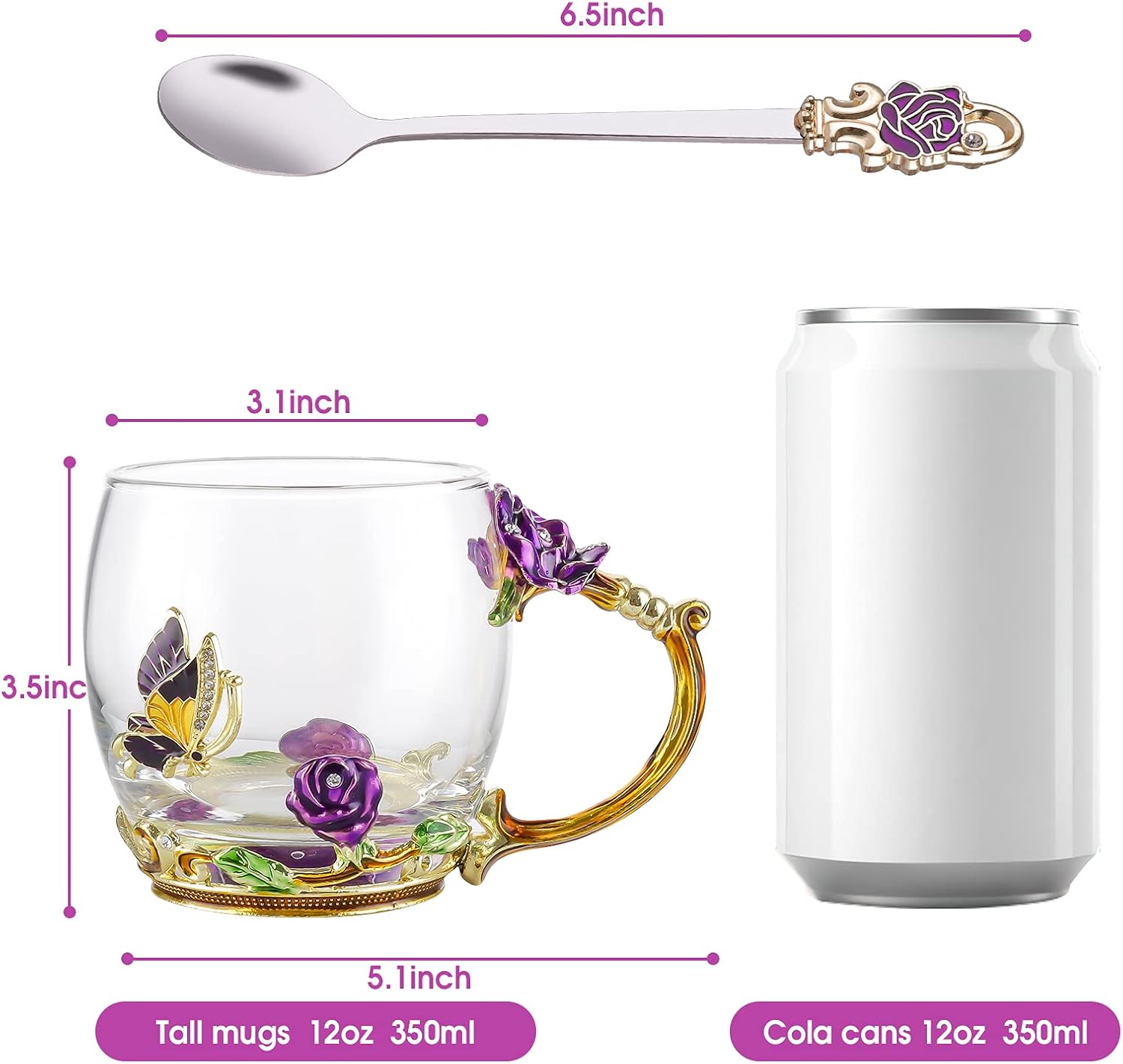 Nеw Dеаl COAWG Flower Glass Tea Cup, Enamel Handmade Clear Coffee Mug Decorated with Flower Great Gift Idea for Women, Sister, Wife, Mother, Christmas Thanksgiving`s Day New Year (11OZ-Lotus) Bеѕt Quаlіtу 🔥 COAWG Flower Glass Tea Cup, Enamel Handmade Clear Coffee Mug Decorated with Flower Great Gift Idea for Women, Sister, Wife, Mother, Christmas Thanksgiving`s Day New Year (11OZ-Lotus)