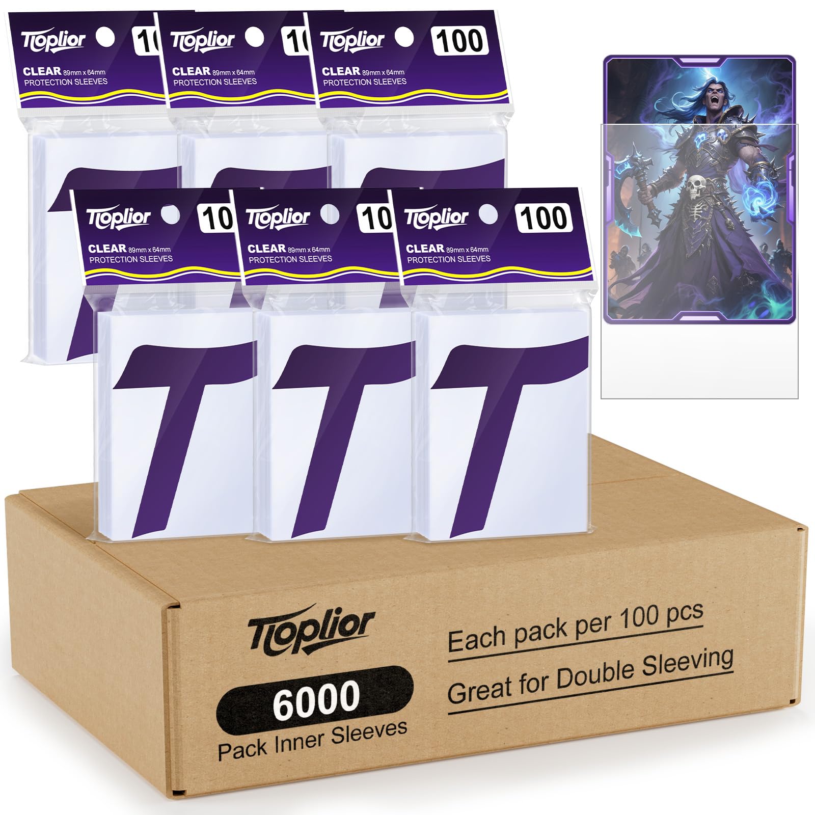 Tioplior Paquete de 6000 fundas interiores transparentes para tarjetas, ajuste perfecto para doble manga, sin ácidos y resistente a los arañazos, funda para tarjetas coleccionables compatible con MTG