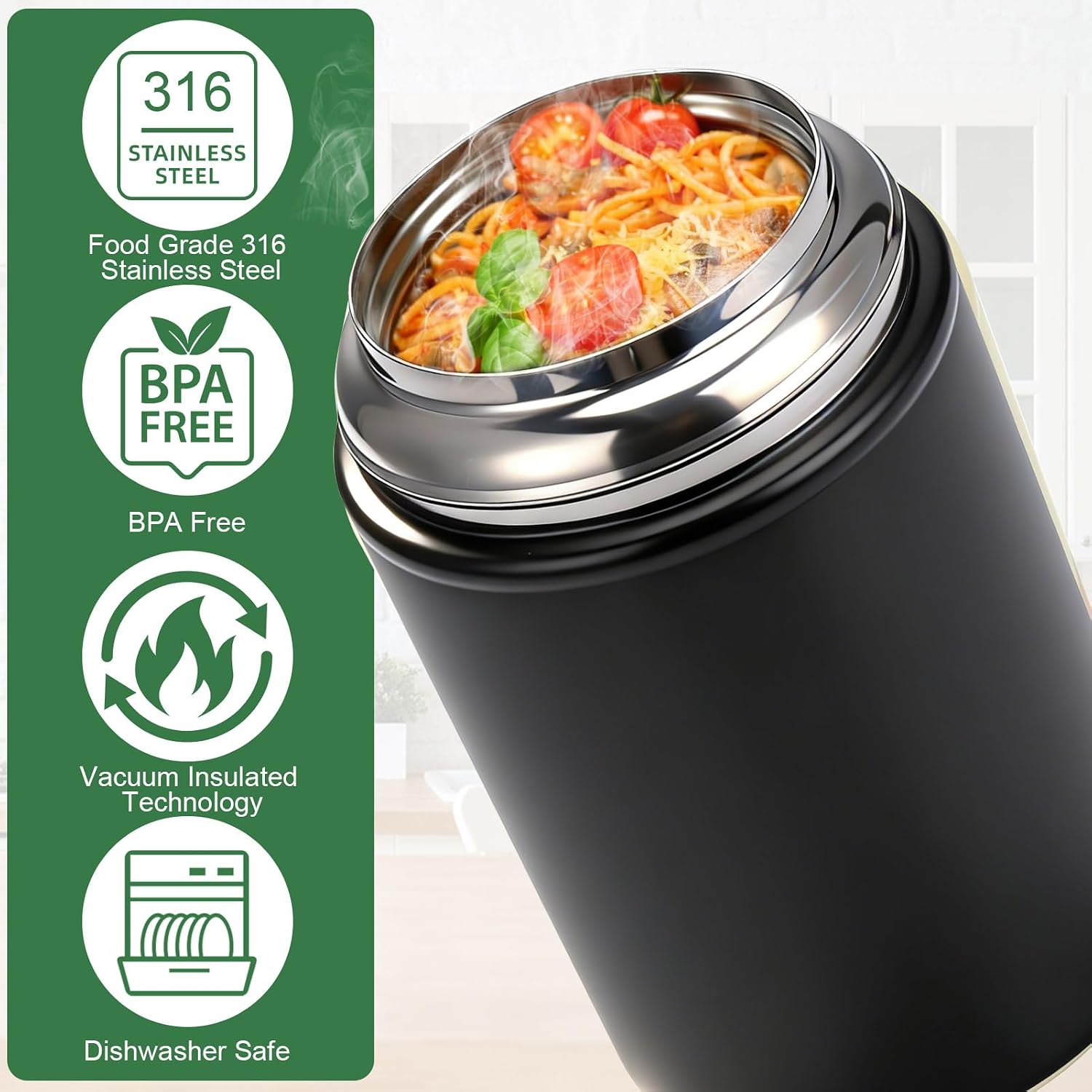 Juome Thermo for Hot Food, 18oz Soup Lunch Box for Adults, Stainless Steel