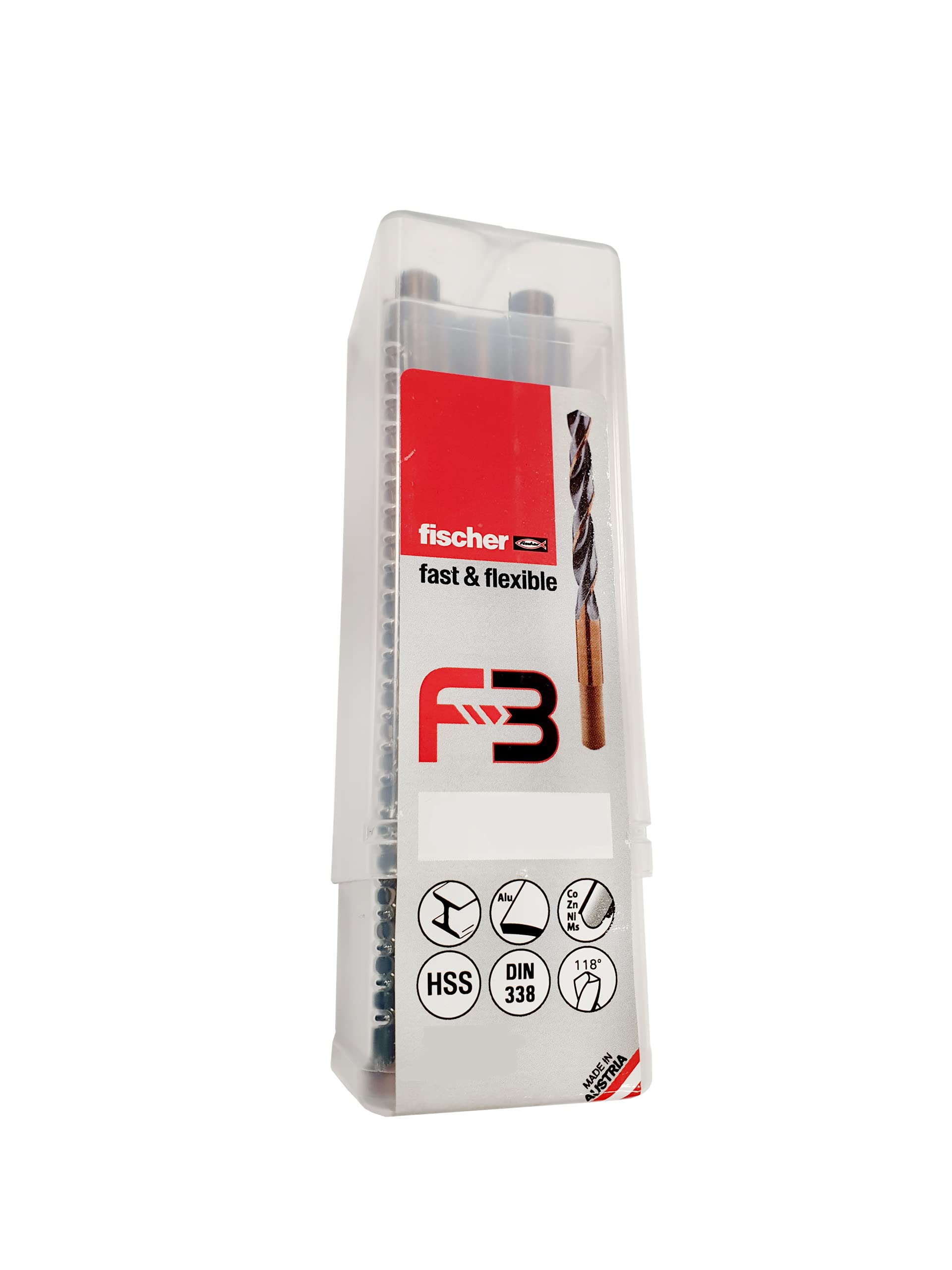 fischer - Juego de brocas para metal F3 Flexible y de Larga duración HSS-R DIN338 12,5x101/151 (5 Unidades)
