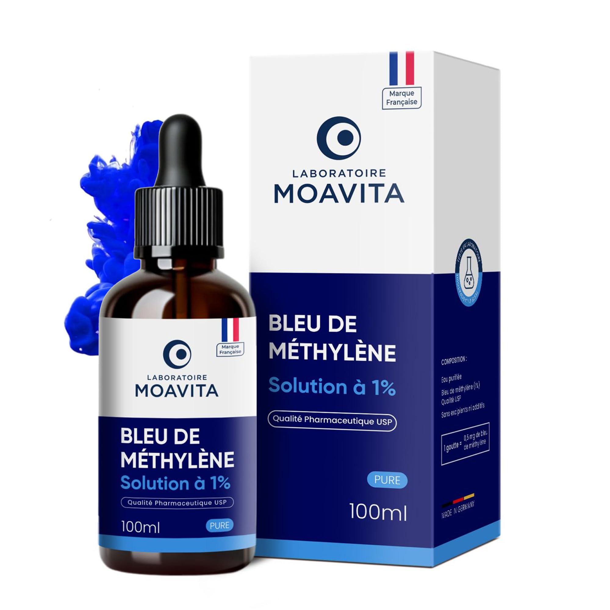 Bleu de méthylène 5% Heiltropfen : solution pure sans formaldéhyde