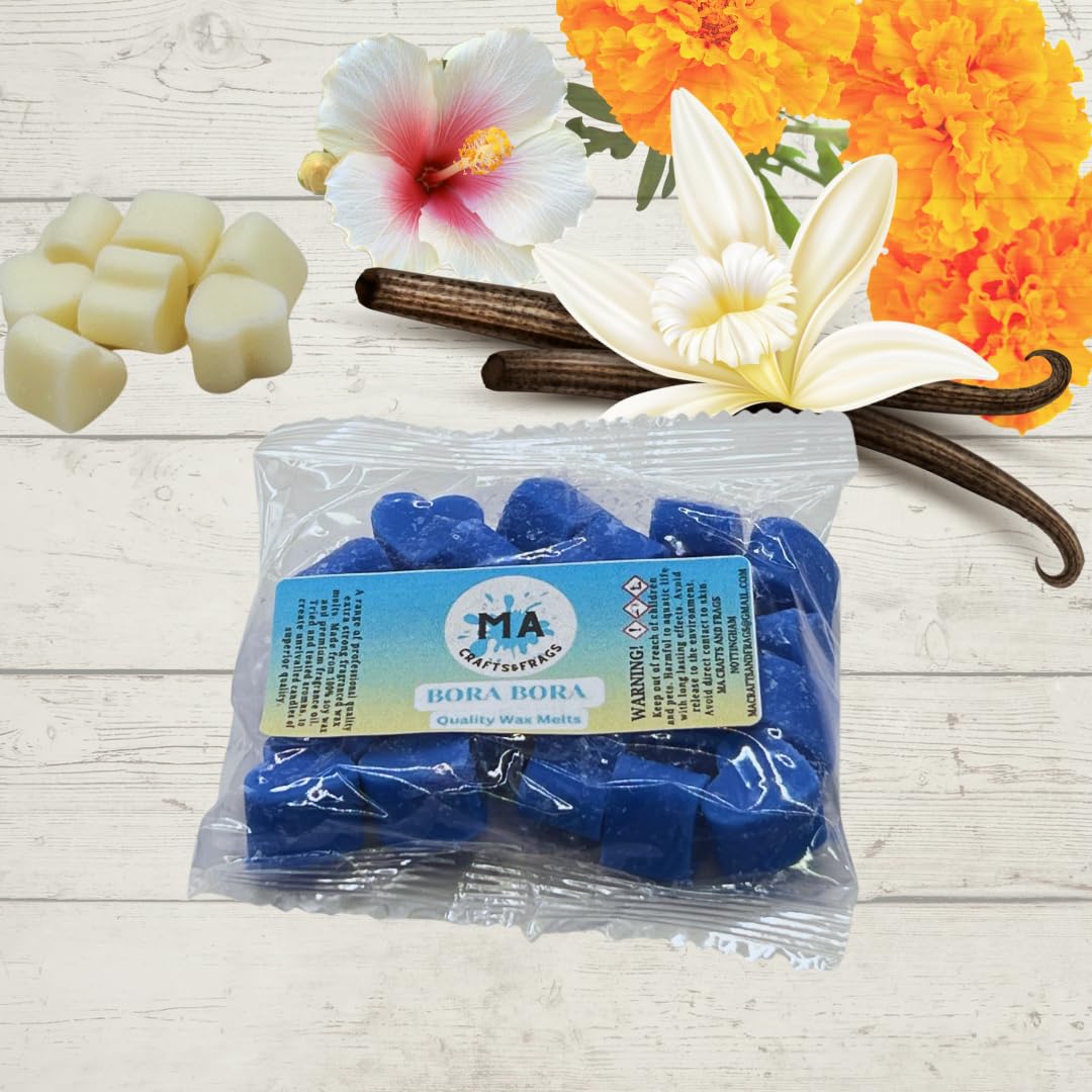 Ma Crafts&Frags Multicolour 20 X Highly Scented Wax Melts Mini Hearts Handmade, Cruelty Free, Vegan Many Fragrances (Bora Bora)