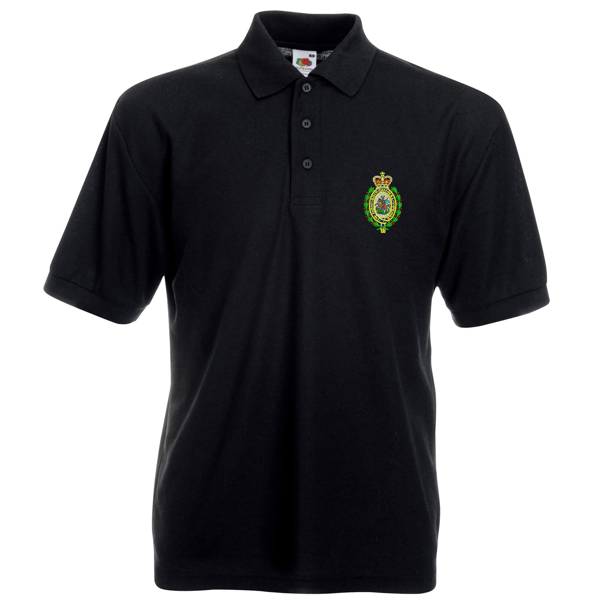 Pineapple Joe's Men's Black Royal Regit Of Fusiliers Embroidered Polo - X Large