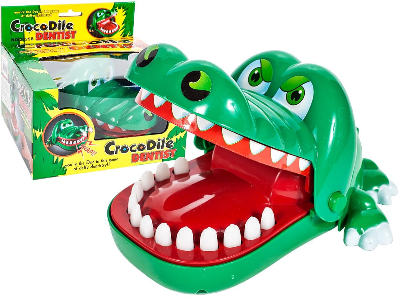 HUKITECH Crocodile Dentist: Family Game, 3-4 Years, 2-4 Players, Green Crocodile Theme, Interactive Toothache Diagnosis Mechanic