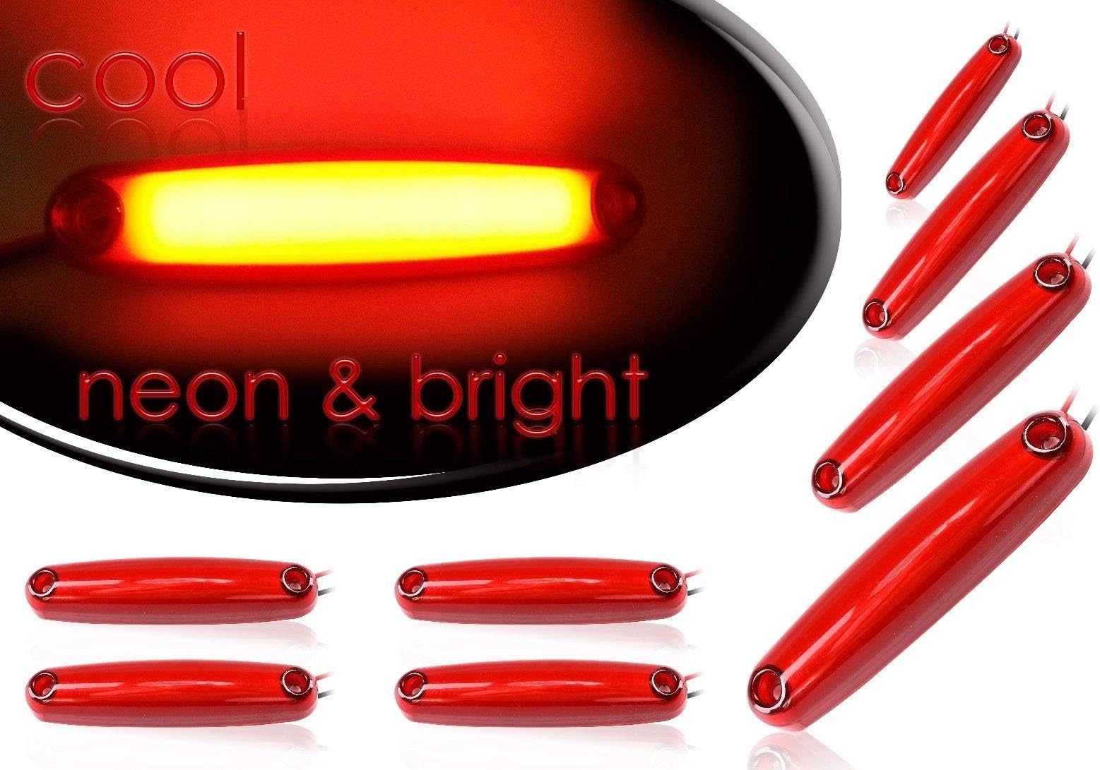 flexzon 8x 12-24V 10 LED meon red side rear tail marker lights lamps trailer truck lorry