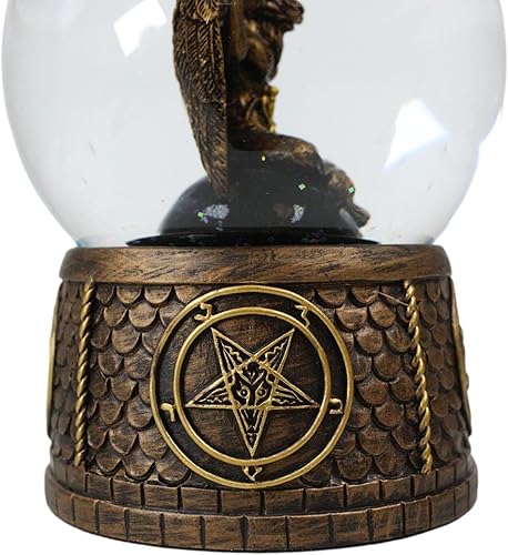 Miniatura 5 de Ebros Gift Wicca Occult Sabbatic Goat Baphomet - Globo de agua con purpurina de 5.25 pulgadas de alto con estrella pentagrama de ídolo satánico,