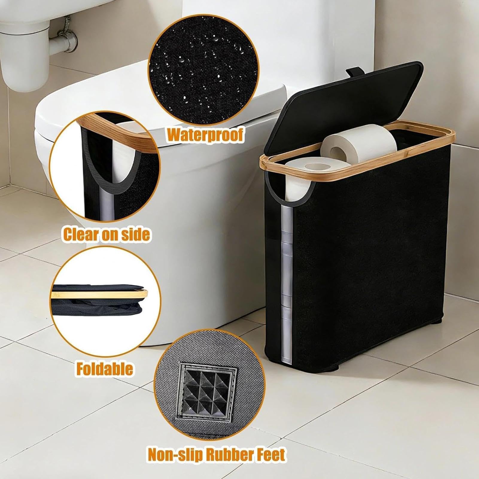 Rangeur pour Papier Toilette,Conteneur Pliable autoportant - Panier à Rouleaux de Papier Toilette avec Un Couvercle et Une poignée,pour jusqu'à 12 Rouleaux, Salle de Bain, Salon, Placard