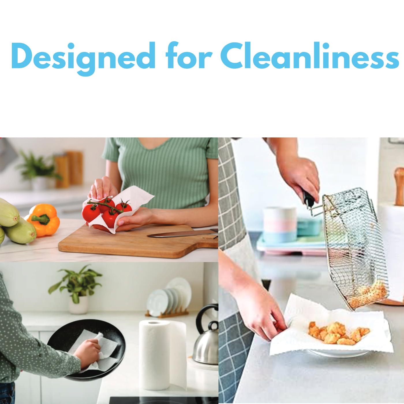Claret Kitchen Jumbo Towel Tissue Paper Roll Napkin 300 Pulls Each Roll | Soft & Highly Absorbent | 100% Natural | 2 Ply | Pack of 2 Roll | Ideal For Cleaning Kitchen Accesssories Microwave & OTG - Image 8 thumbnail