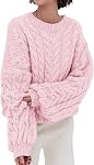 PRETTYGARDEN Womens Sweaters Spring 2026 Cable Knit Long Sleeve Crewneck Oversized Sweater Chunky Pullover Loose Outfits
