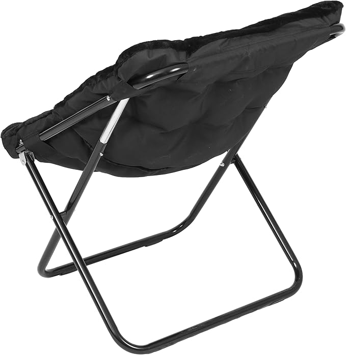 Sillón Plegable Descanso Redondo Peluche Negro miniatura 9