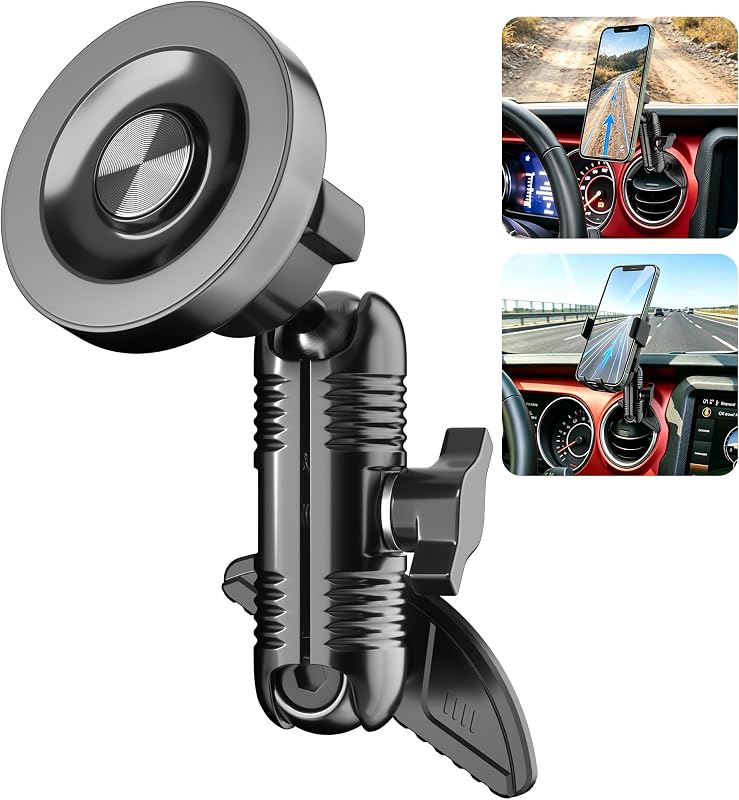 Suporte de Celular para Saída de Ar Jeep Wrangler JL 2018–2023 e Gladiator JT 2020–2023 HOSNKAW HRH-JPVT