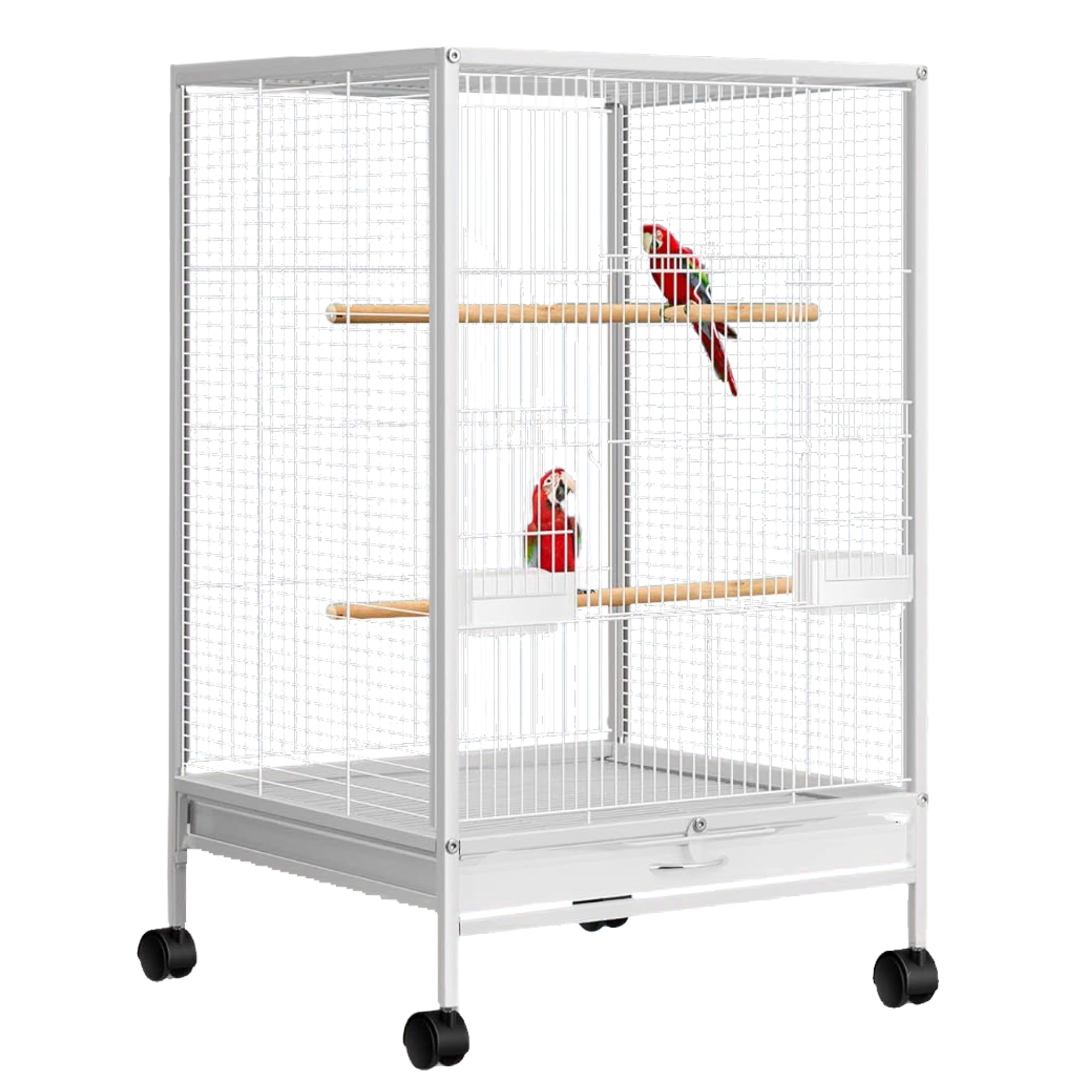 Buraq Exotic Large Bird Cage - Designed Heavy Duty Rolling Stand, for Parakeets Cockatiels, Parrot, Sun Conure, Lovebird, Canary, Finch, Suitable for All Types of Birds (30 Inch - White - N1) (B0D1CD18YZ) Amazon Price History, Amazon Price Tracker