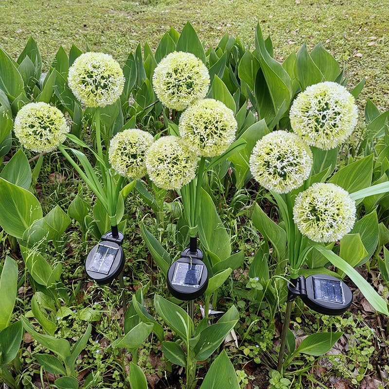 UOOIUMOY VDOR Solar Dandelion Lights Outdoor: Waterproof 2 Pack Solar-Powered Auto On/Off - Garden Patio & Cemetery Decor - Dancing Effect Landscape Lighting