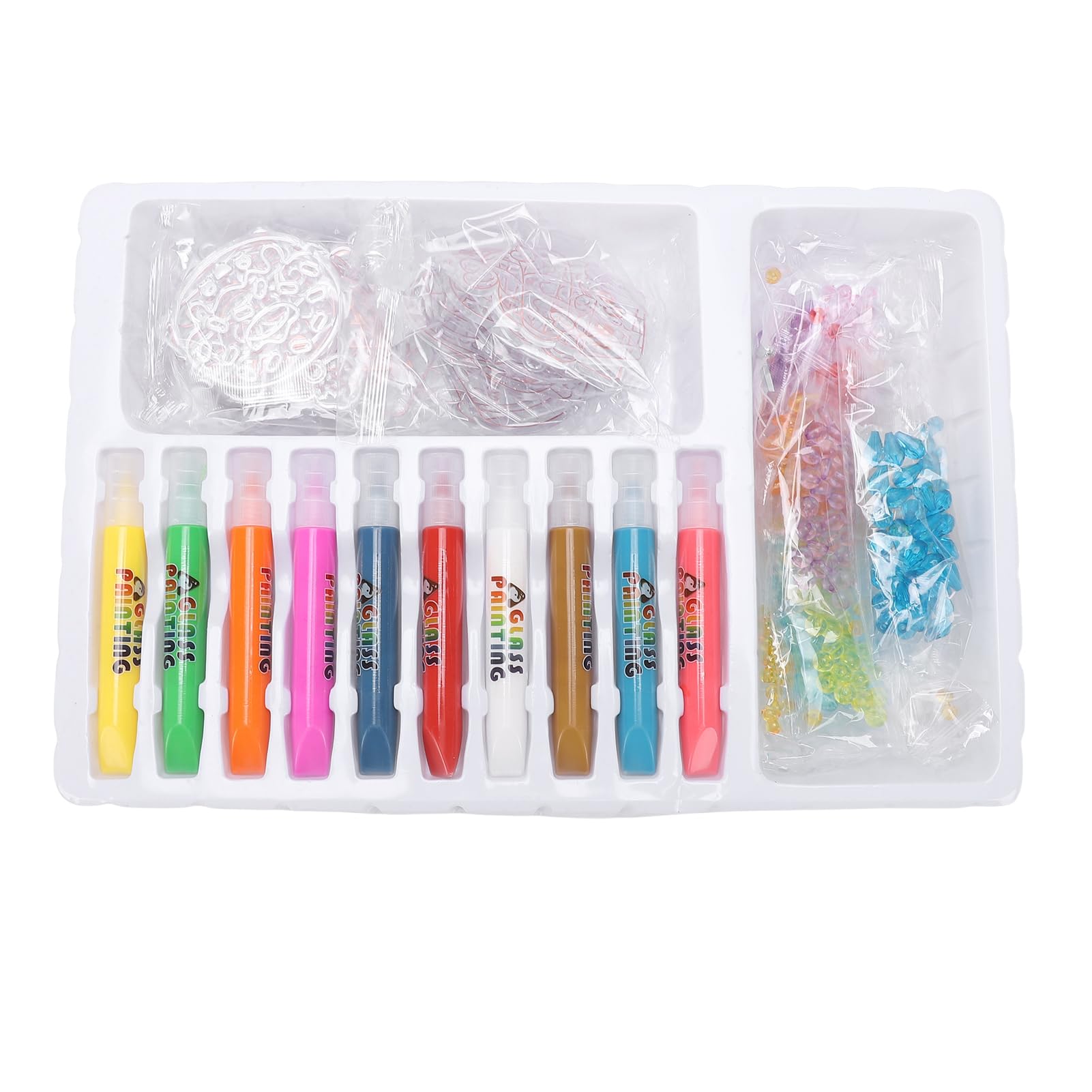 Kit de pintura con pegamento de cristal que no requiere horneado para un arte infantil seguro (W666-A Patrón de pastel de cuento de hadas)