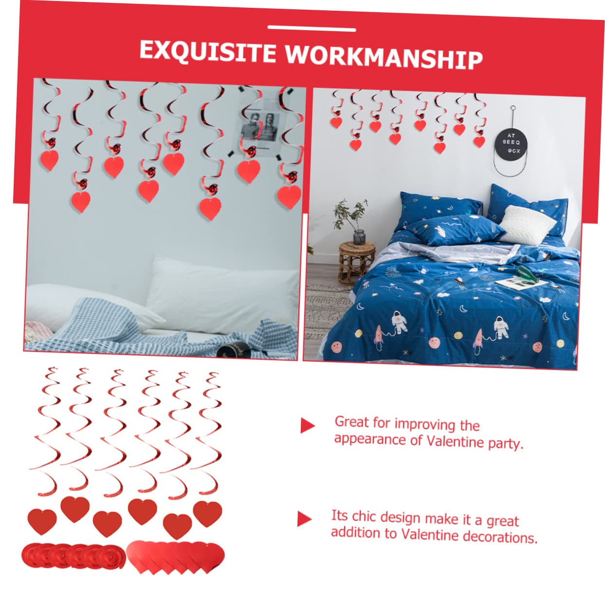 Cabilock 3 Sätze Teiliges Valentinstag Herz Dekorationsset Spiral Girlanden Für Romantische Feiern Hängende Herz Accessoires Für Wände Türen Und Decken Für Valentinstag Und Stück * 3