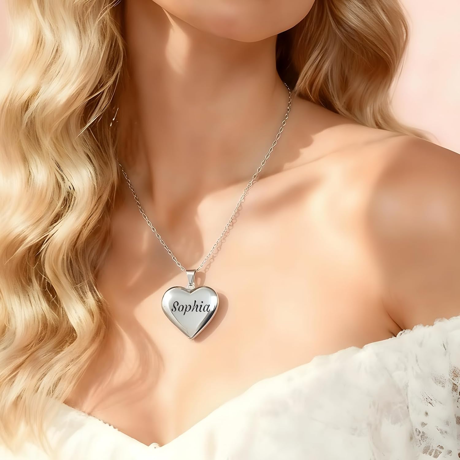 Custom Photo Locket Necklace for Women Personalized Heart Locket Necklace with Pict... - Image 2